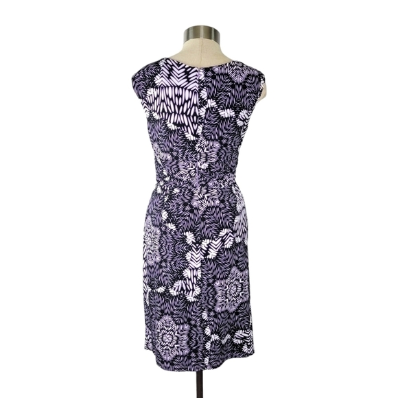 Suzi Chin for Maggy Boutique Sleeveless Drapey Sheath Dress Size 4 Purple Black - Picture 3 of 8
